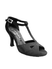 Carica immagine nella Galleria, Ely QT (32QT) - Scarpa da Ballo Basica da Donna in Raso Nero con tacco Rocchetto e Quarto T Wishdance