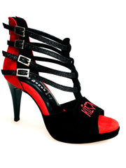 Carica immagine nella Galleria, Maino (779F) KIZMI - Sacarpa da Donna in Camoscio Nero e Camoscio Rosso ricamo Kizmi rosso