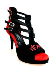 Carica immagine nella Galleria, Maino (779F) KIZMI - Sacarpa da Donna in Camoscio Nero e Camoscio Rosso ricamo Kizmi rosso