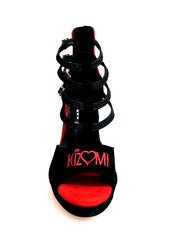 Carica immagine nella Galleria, Maino (779F) KIZMI - Sacarpa da Donna in Camoscio Nero e Camoscio Rosso ricamo Kizmi rosso