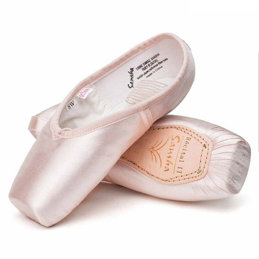 Punte da danza classica Sansha Recital 202S con appoggio largo per maggiore stabilità, ideali per ballerine di livello medio.