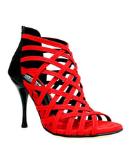 Carica immagine nella Galleria, Intrigo (780) - Scarpa da Donna in Camoscio Rosso con tallone in Lurex Nero e Tacco Slim Wish Dance Shop