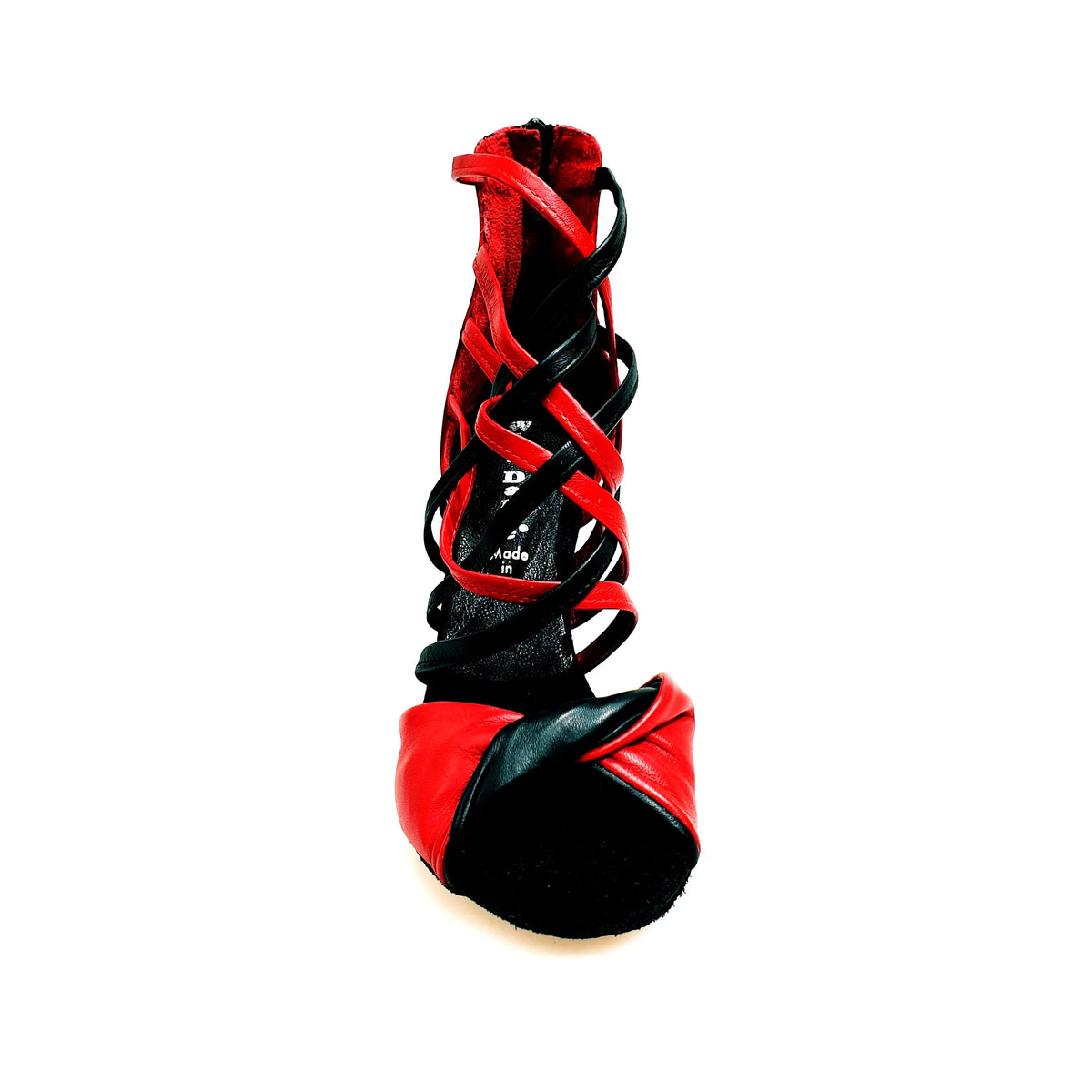 Sandalo donna Natalia (360) Wishdance in pelle rossa e nera, con design elegante e dettagli raffinati.