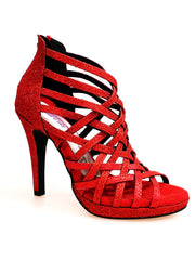 Load image into Gallery viewer, Intrigue (780) - Woman's Shoe in Red Glitter with Stiletto Heel and Plateau