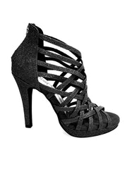 Load image into Gallery viewer, Intrigue (780) - Woman's Shoe in Black Glitter with Stiletto Heel and Plateau
