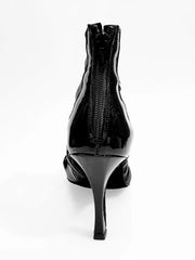 Carica immagine nella Galleria, Natalia (360) - Sandalo alto da Donna in Pelle Nera e Vernice Nera con Strisce in Pelle Nera e Vernice nera Wishdance