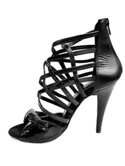 Carica immagine nella Galleria, Natalia (360) - Sandalo Alto da Donna in Vernice Nera e Tallone in Pelle Nera Wishdance