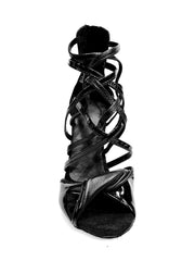 Carica immagine nella Galleria, Natalia (360) - Sandalo Alto da Donna in Vernice Nera e Tallone in Pelle Nera Wishdance