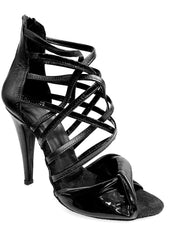Carica immagine nella Galleria, Natalia (360) - Sandalo Alto da Donna in Vernice Nera e Tallone in Pelle Nera Wishdance