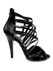 Carica immagine nella Galleria, Natalia (360) - Sandalo Alto da Donna in Vernice Nera e Tallone in Pelle Nera