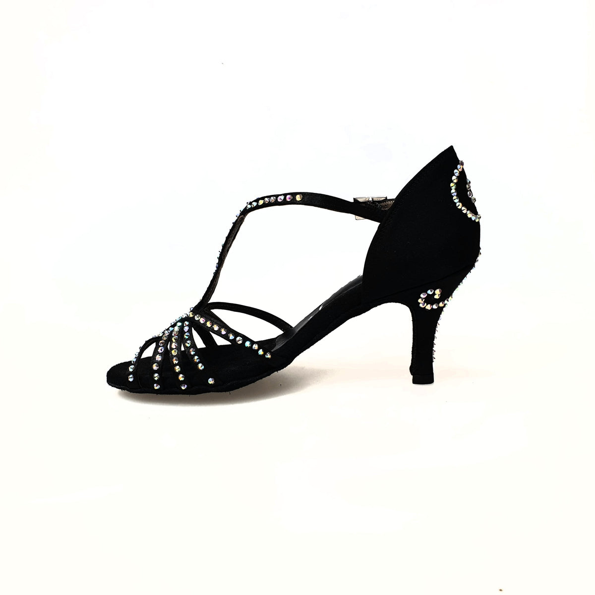 Scarpa da donna Infinity Plus (BI-Flex) in raso di seta nero con Swarovski e suola extraflex per danza.