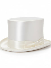 Load image into Gallery viewer, BRAD - Groom's Extra Top Quality Ivory White Silk Satin Top Hat ORDER IT EVEN IF NOT IN STOCK IT WILL BE MADE FOR YOU