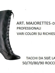 Carica immagine nella Galleria, Stivali alti in pelle nera Wishdance con alamari, stringa e apertura frontale, sotto al ginocchio, stile elegante e moderno