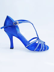 Load image into Gallery viewer, Infinity (BI-Flex) - Scarpa da Donna in Lurex Blu Royal e Camoscio Blu Royal con Swarovski Boreali Parziali solo avanti e Fondo Extraflex Competition