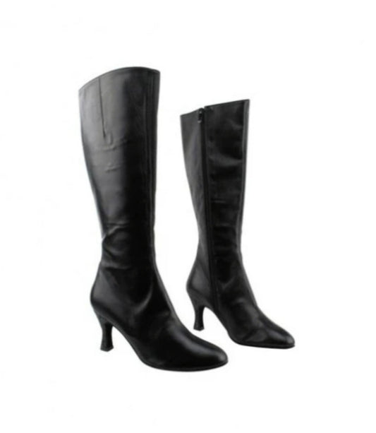 Stivali neri in pelle Wish Dance Shop D-4 S42 Zip, alti sotto ginocchio con chiusura zip laterale, stile elegante e moderno