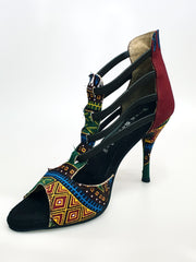 Load image into Gallery viewer, Lilith (460 Semba) - Sandalo and Donna in Dakar Daishiki Bordeaux