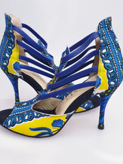 Carica immagine nella Galleria, Lilith - Sandalo da Donna in Stile Dakar Daishiki Giallo e Blu