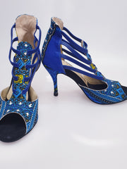 Carica immagine nella Galleria, Lilith - Sandalo da Donna in Stile Dakar Daishiki Giallo e Blu