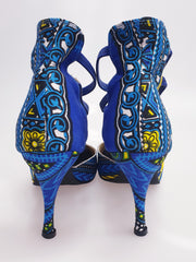 Carica immagine nella Galleria, Lilith - Sandalo da Donna in Stile Dakar Daishiki Giallo e Blu