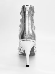 Carica immagine nella Galleria, Sandalo donna Natalia (360) in pelle argento silver con design elegante, alto da Wish Dance Shop, visibile in immagine.