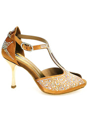 Load image into Gallery viewer, MIRIAM Temptation Plus (L6) - Scarpa Da Donna in Raso Bronzo Con Swarovski Boreali e Tacco a Stiletto