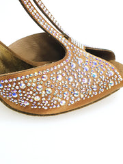 Load image into Gallery viewer, MIRIAM Temptation Plus (L6) - Scarpa Da Donna in Raso Bronzo Con Swarovski Boreali e Tacco a Stiletto