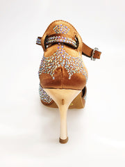 Load image into Gallery viewer, MIRIAM Temptation Plus (L6) - Scarpa Da Donna in Raso Bronzo Con Swarovski Boreali e Tacco a Stiletto