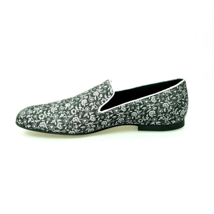 Scarpa mocassino da uomo Doge Wish Dance Shop in tessuto veneziano fiorato silver con dettagli in lurex e profili in vera pelle italiana