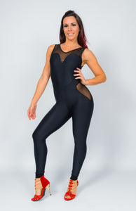 ANDREA Geneve (Black) - Jumpsuit in Microfibra Bielastica Traspirante Modellante Contenitiva Conteinment colore Nero Cuore