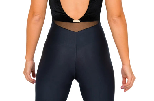 Jumpsuit Ciniglia Bielastica Nera Puntinato Glitter Argento Sopra Microfibra Traspirante Bielastica, dettaglio tessuto
