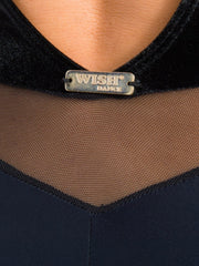 Carica immagine nella Galleria, TERESA Florence (Silver) - Jumpsuit Ciniglia Bielastica Nera Puntinato Glitter Argento Sopra Microfibra Traspirante Bielastica Modellante Contenitiva Containment sotto