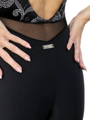 Load image into Gallery viewer, VEGA Venice (Silver) - Jumpsuit Ciniglia Bielastica Nera Disegno Glitterato Argento Sopra e Microfibra Traspirante Nera Bielastica Modellante Contenitiva Containment sotto