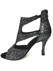 Carica immagine nella Galleria, Nina Kristall - Sandalo da Donna in Kristal Carbon foderato in Pelle Tacco a Rocchettino sottile Squadrato Wish Dance Shop