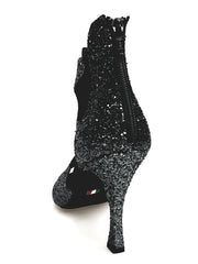 Carica immagine nella Galleria, Nina Kristall - Sandalo da Donna in Kristal Carbon foderato in Pelle Tacco a Rocchettino sottile Squadrato Wish Dance Shop