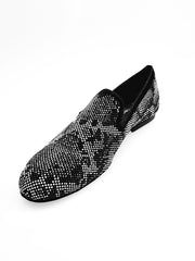 Load image into Gallery viewer, Viper Black (800PJ) - Mocassino da Uomo in Camoscio Nero con Swarovski Bianchi e Neri Suola in Mini Microlight