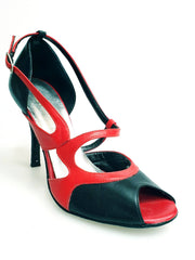 Load image into Gallery viewer, Scarpa donna Malena 4400 in pelle nera e rossa, elegante e versatile, con dettagli in pelle rossa e design moderno.