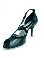 Carica immagine nella Galleria, Malena (4400) - Scarpa da Donna in Pelle Nera Camoscio Nero Tacco Glitter Nero