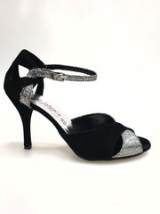 Cargar imagen en la Galería, Scarpa donna Wishdance Ely 4750 TPDA in camoscio nero Boreale Silver, elegante con dettagli in argento.