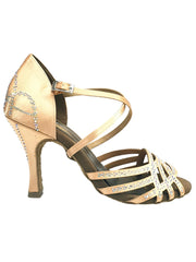 Load image into Gallery viewer, CAROLIN QC (Marea L14) - Woman's Shoe in Flesh Satin Silk With Boreal Swarovski and Spool Heel / Slim Latin
