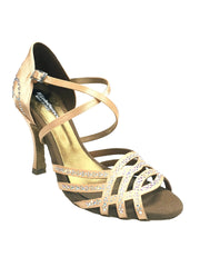 Load image into Gallery viewer, CAROLIN QC (Marea L14) - Woman's Shoe in Flesh Satin Silk With Boreal Swarovski and Spool Heel / Slim Latin