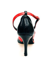 Load image into Gallery viewer, Scarpa da donna Wish Dance Shop Malena 4400 in pelle nera e rossa con tacco glitter nero, elegante e alla moda