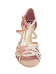 Load image into Gallery viewer, CAROLIN QC (Marea L14) - Woman's Shoe in Flesh Satin Silk With Boreal Swarovski and Spool Heel / Slim Latin