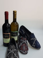 Carica immagine nella Galleria, Viper Black (800PW) - Mocassino da Uomo in Camoscio Nero con Swarovski Bianchi e Neri Fondo Gomma