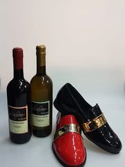 Carica immagine nella Galleria, Mocassino Jackson (PJ) Wish Dance Shop in vernice rossa con fascia argento, fodera in vera pelle italiana.