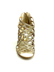 Carica immagine nella Galleria, Sandali donna Intrigo 780 Wish Dance Shop in glitter platino con tacco a spillo laminato oro platino, elegante e brillante