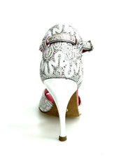 Load image into Gallery viewer, Sophie (401) - Sandalo da Donna in Pizzo Bianco con Tacco a Spillo laminato Argento