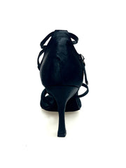 Load image into Gallery viewer, Patty QD (28QD) - Scarpa da Ballo Basica da Donna in Raso Seta Nero Nodino con 6 Fascette e Cinturino Doppio sulla Caviglia e sul Collopiede con Tacco Rocchettino