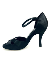 Carica immagine nella Galleria, Ely QA (32QA B ) - Scarpa da Ballo Basica da Donna in Raso Nero e Cinturino singolo con Tacco Spillo