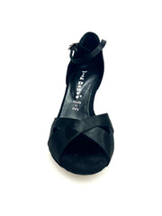 Carica immagine nella Galleria, Ely QA (32QA B ) - Scarpa da Ballo Basica da Donna in Raso Nero e Cinturino singolo con Tacco Stiletto Wishdance