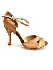 Carica immagine nella Galleria, Ely QA (32QA) - Scarpa Basica da donna in Raso Carne con cinturino Singolo alla caviglia e Tacco Rocchettino